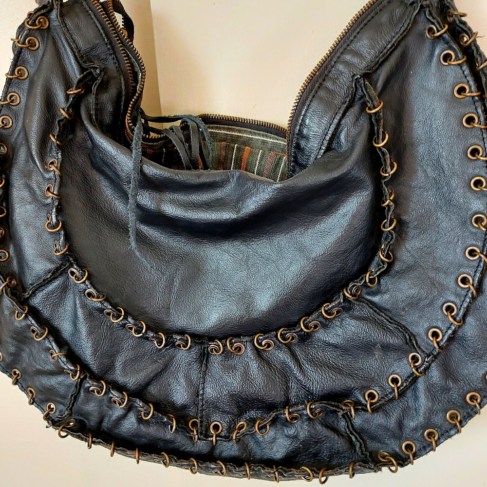 Studded Moto hobo bag